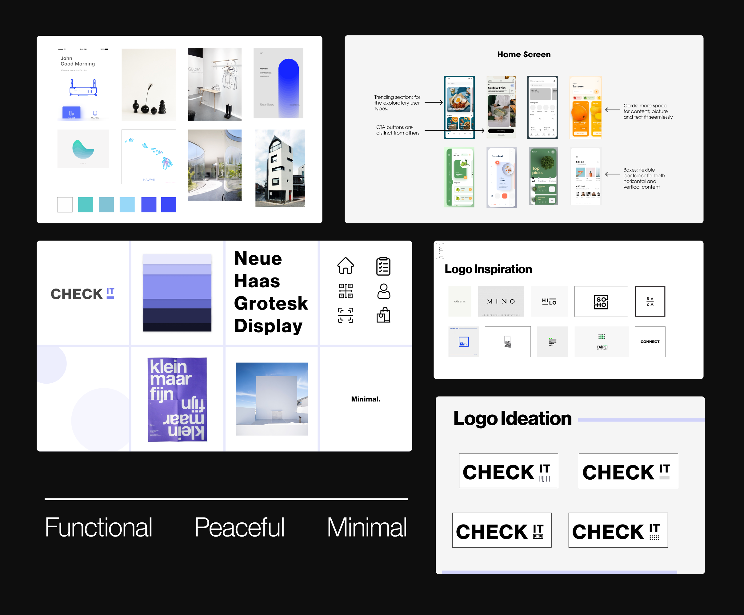ideation boards for my CheckIt app