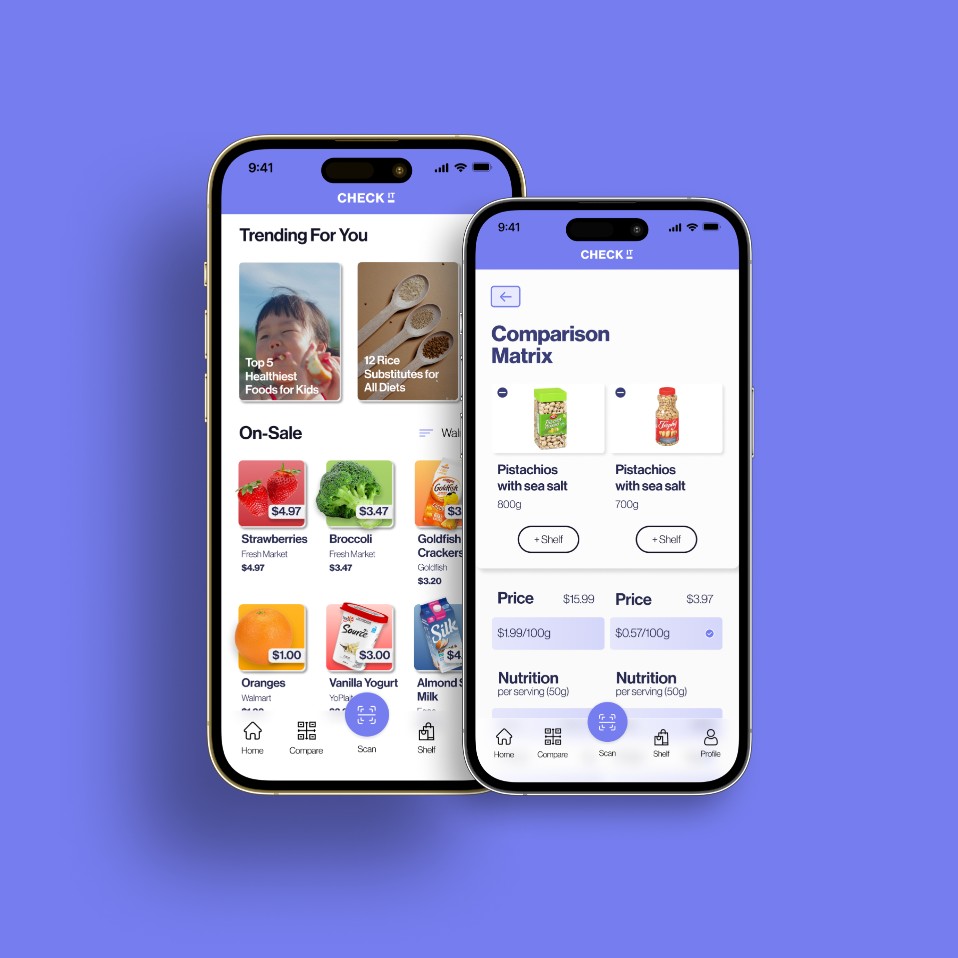 CheckIt mockup upon a blue background